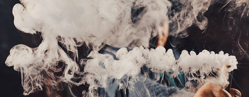 big cloud of vapour with e-cigarette